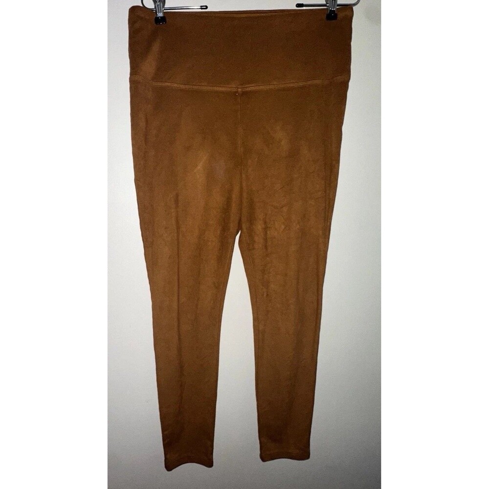 Rust Brown Faux Suede Leggings Women's Elastic Waist L